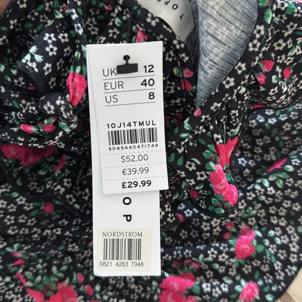 TOPSHOP RUFFLE FLORAL PRINT MINI DRESS MEDIUM - Picture 7 of 8